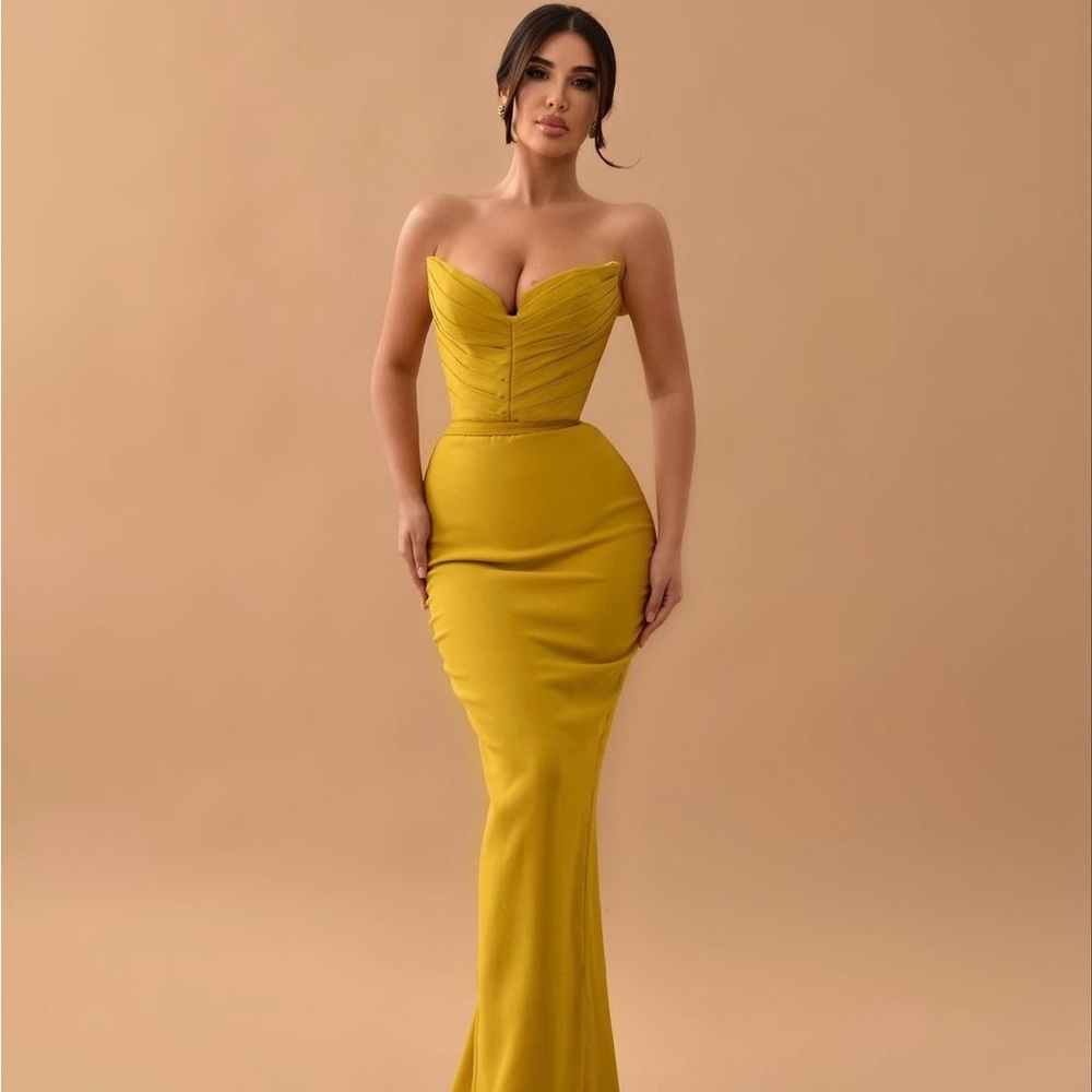 Lia Stublla dress - mustard yellow color. See custom measurements in size chart